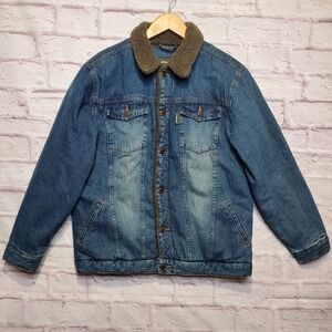 Eddie Bauer Sherpa Lined Denim Jean Jacket Youth 14/16 Ranch Warm Field Outdoors